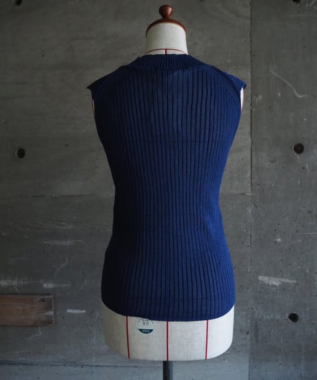 SLOANE(WOMENS) /14Gワイドリブ 和紙×ポリエステル ノースリーブ  Uネック