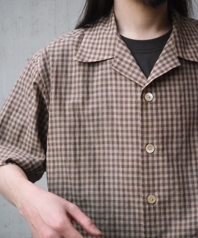 AURALEE(MENS) / AIRY LIGHT COTTON CHECK HALF SL