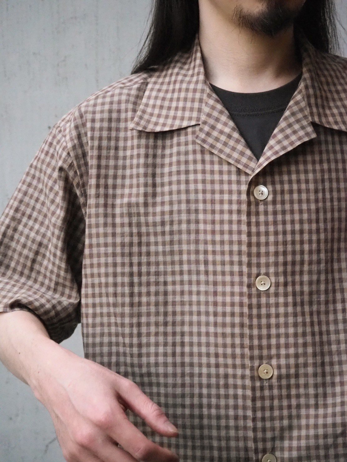 AURALEE(MENS) / AIRY LIGHT COTTON CHECK HALF SL