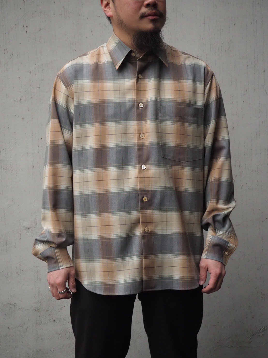AURALEE(MENS) / SUPER LIGHT WOOL CHECK SHIRT |