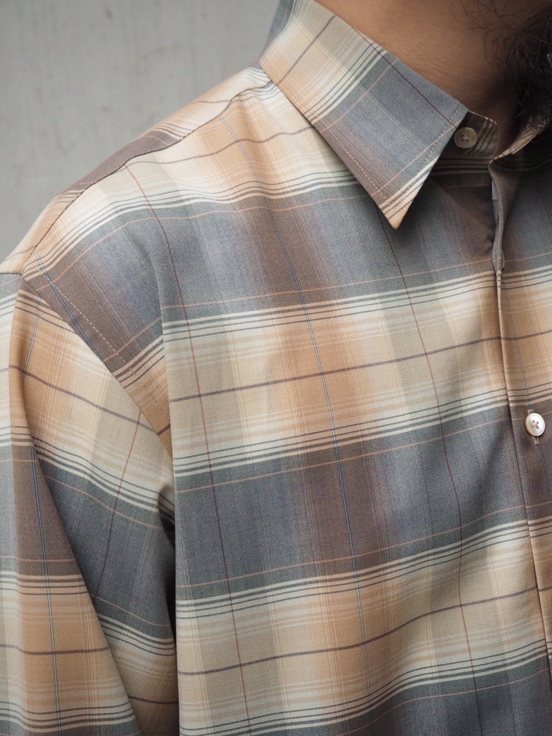 AURALEE(MENS) / SUPER LIGHT WOOL CHECK SHIRT |