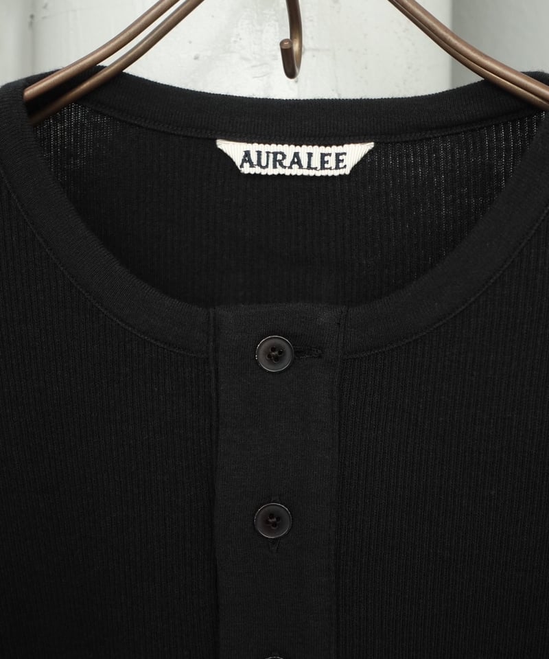 AURALEE(MENS) / ORGANIC SOFT RIB HENLY NECK P/O