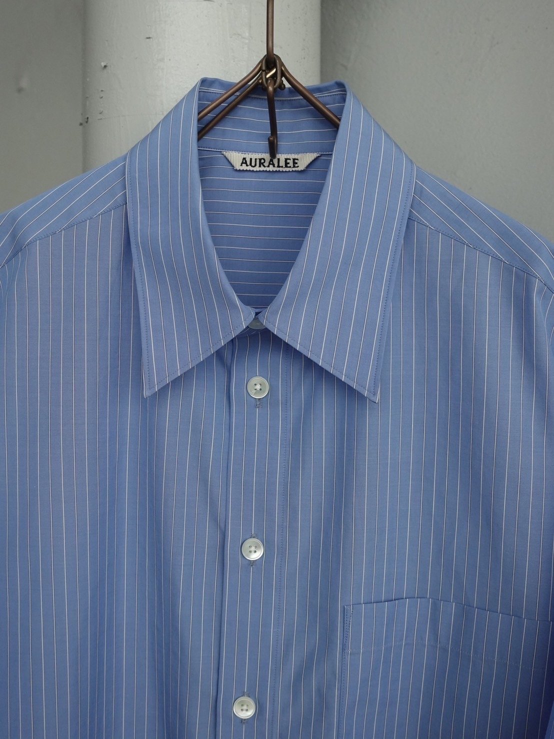 AURALEE(MENS) / SUVIN HIGH COUNT STRIPE HALF SL