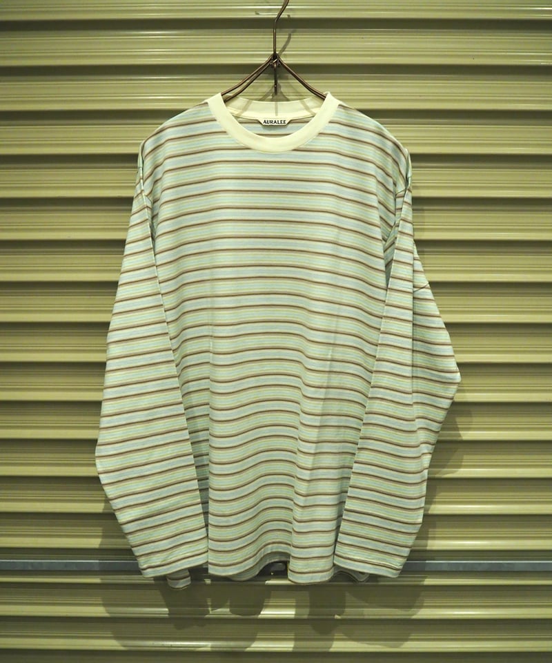 【限定値下】AURALEE GRADIENT STRIPE JERSEY TEE Gradient Stripe Jersey Tee in Fade Brown