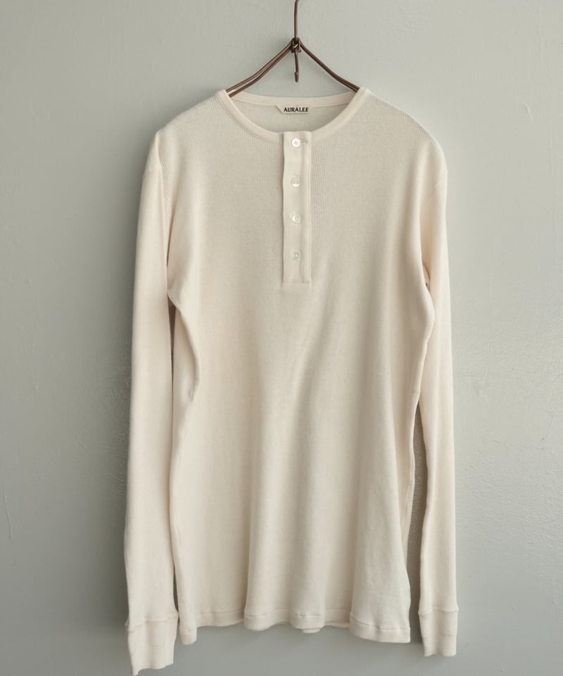 AURALEE(MENS) / ORGANIC SOFT RIB HENLY NECK P/O