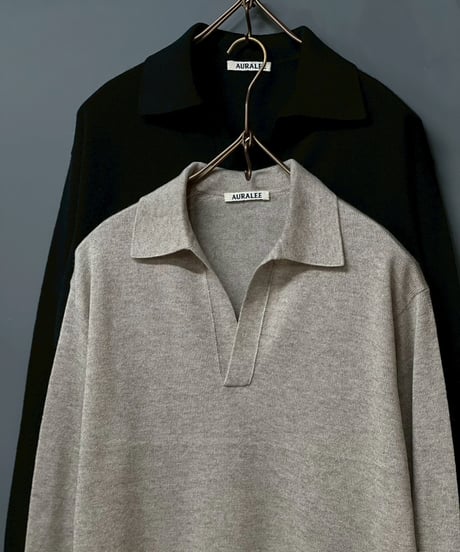 AURALEE(WOMENS) / SUPER FINE CASHMERE SILK KNIT SKIPPER POLO