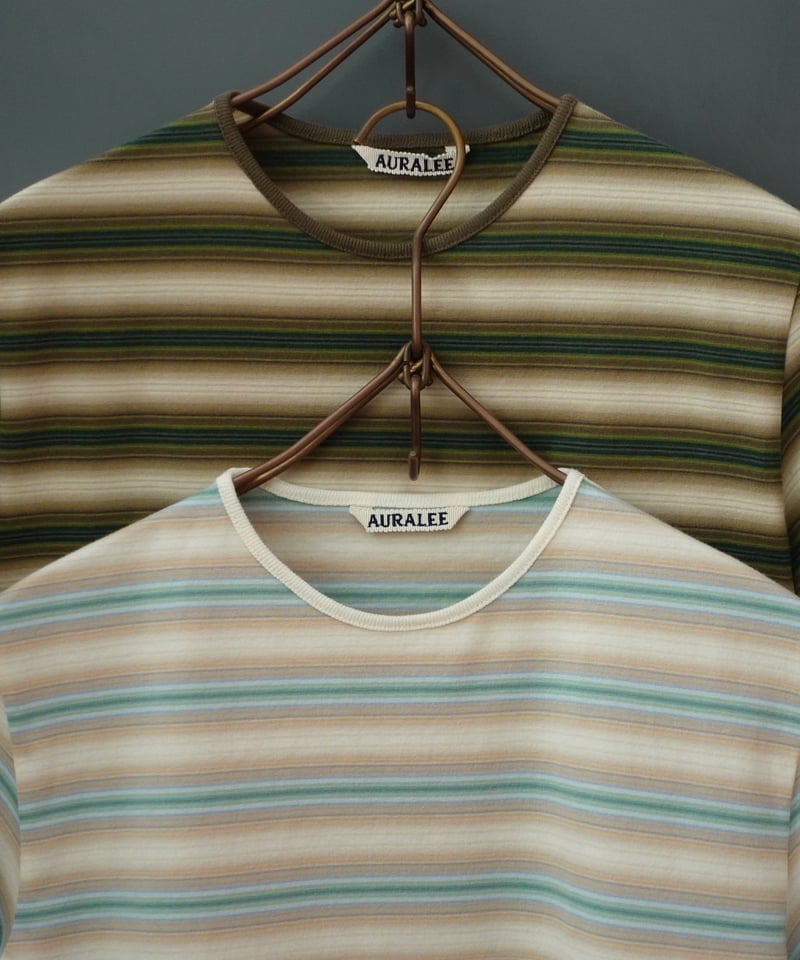 トップス AURALEE 25AW GRADIENT STRIPE JERSEY TEE Gradient Stripe Jersey Tee in Fade Brown