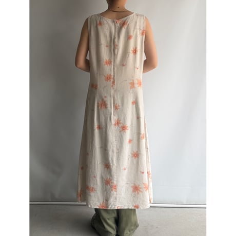 Orange flower sleeveless dress