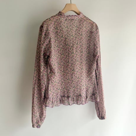 Small floral sheer frill blouse