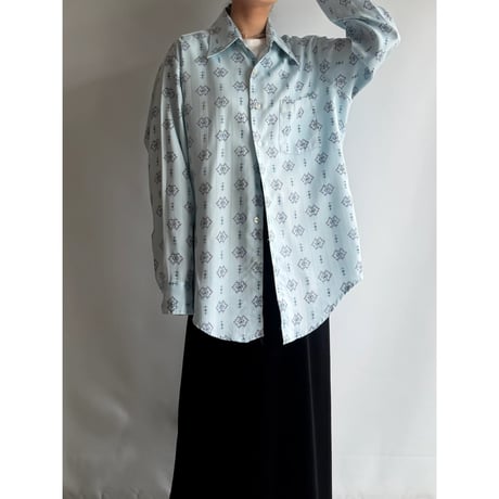 Pale blue satin pattern shirt