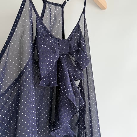 See-through dot pattern ribbon cami