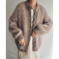 Mohair gray pink knit jacket