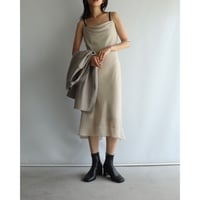 Draped sheer beige dress