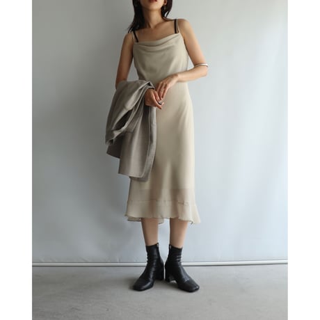 Draped sheer beige dress