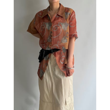 orange nuance sheer shirt