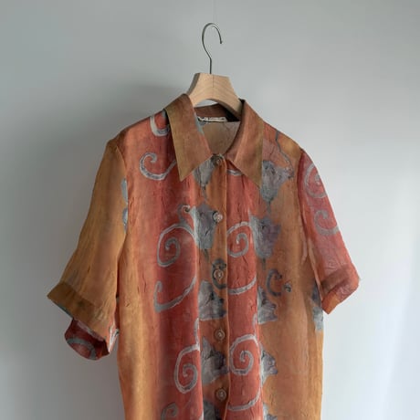 orange nuance sheer shirt