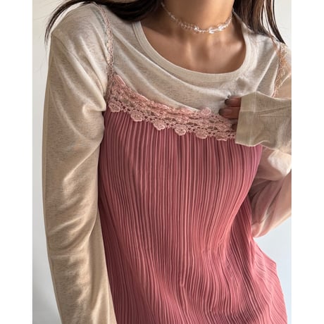 Pink pleated camisole