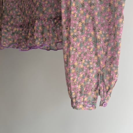 Small floral sheer frill blouse