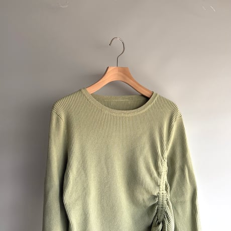 Gathered ribbon rib knit