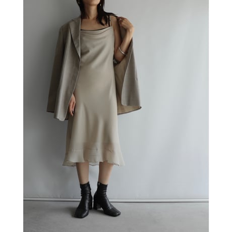 Draped sheer beige dress