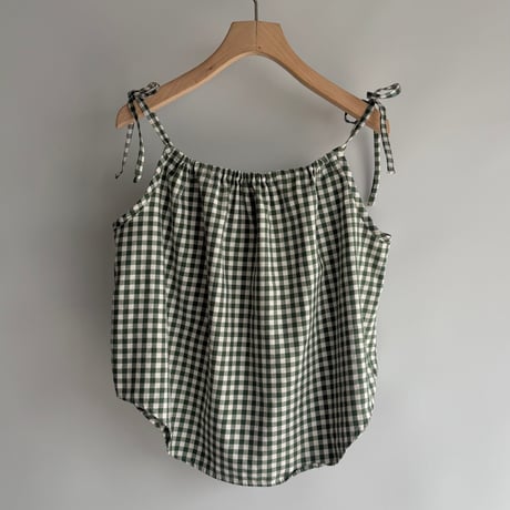 Ribbon gather camisole (Green)