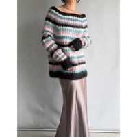 Multi-border off-shoulder knit