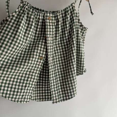 Ribbon gather camisole (Green)