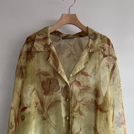 See-through green flower shirt