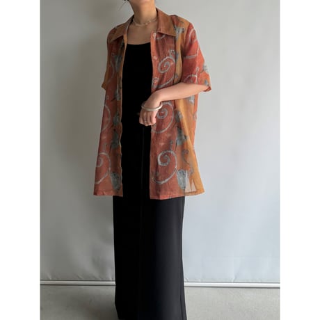orange nuance sheer shirt