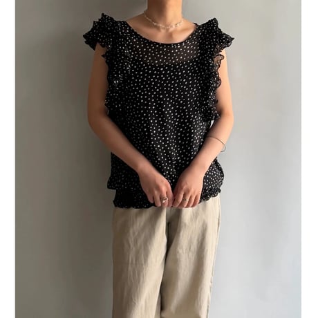 Dot pattern sheer frill tops