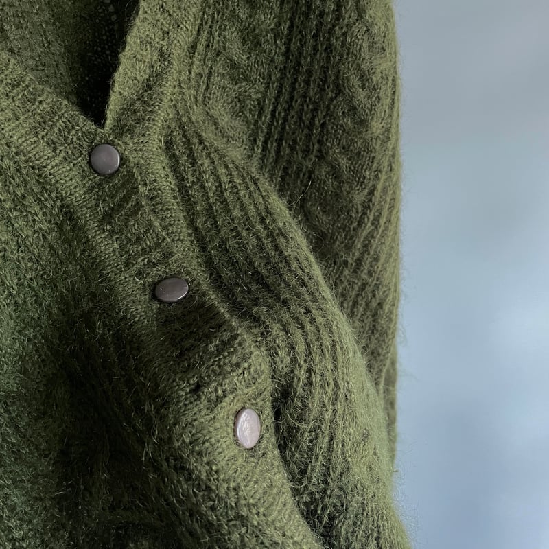 Khaki mohair cardigan | and C