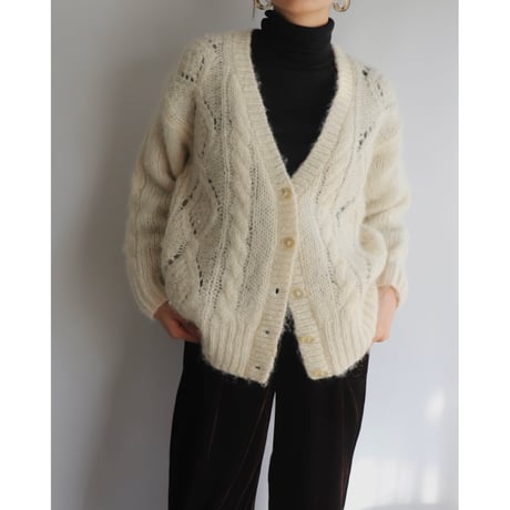 White cable cardigan