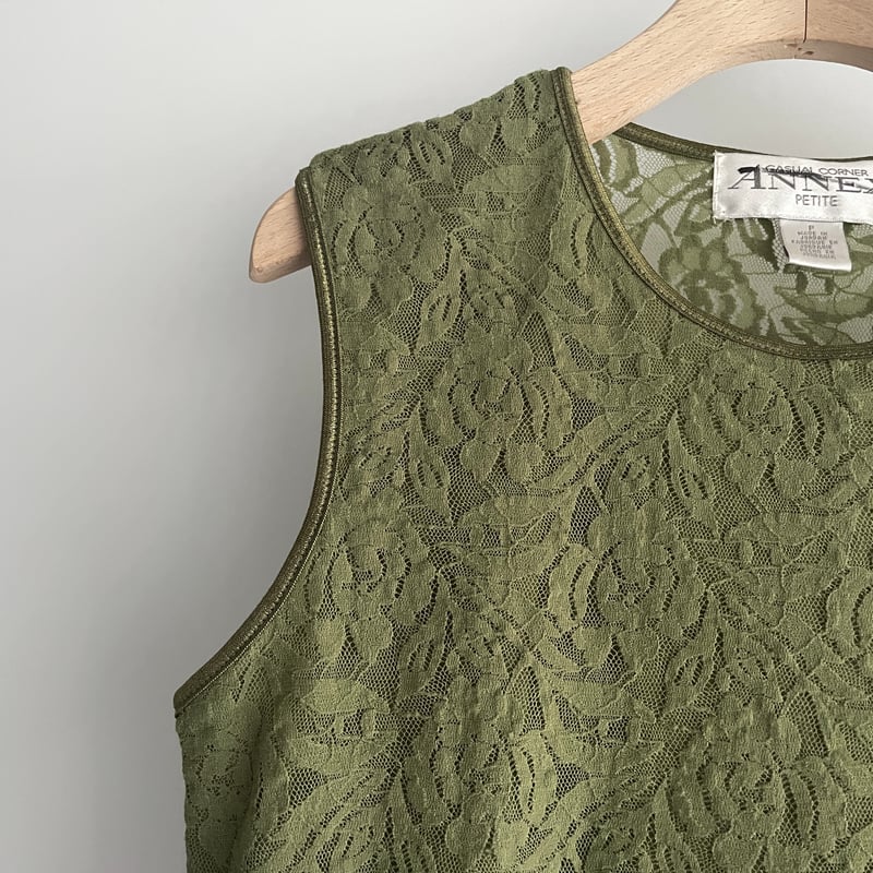 Green lace tank top | and C