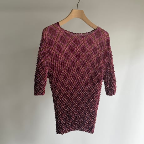 Burgundy check popcorn tops