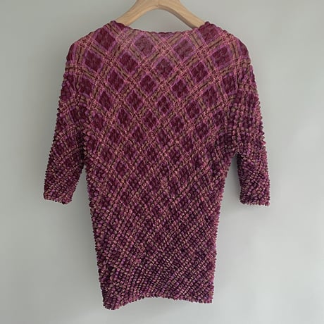 Burgundy check popcorn tops