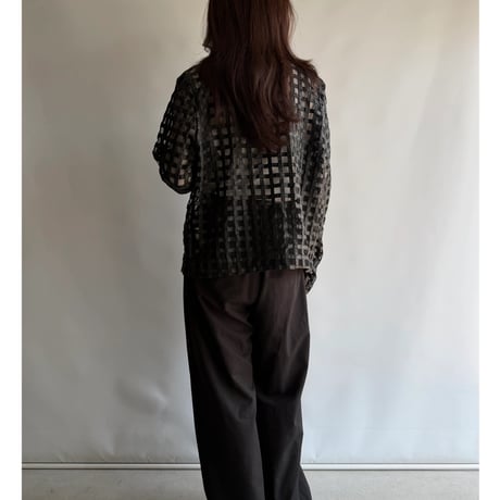Plaid knitted leather jacket