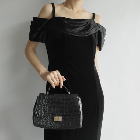 Off-shoulder velor dress