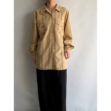 Orange beige striped shirt