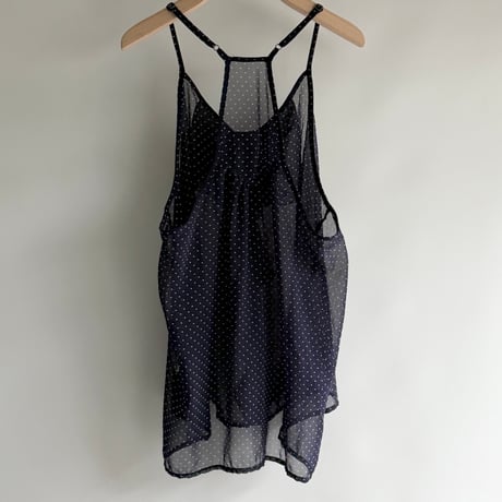 See-through dot pattern ribbon cami