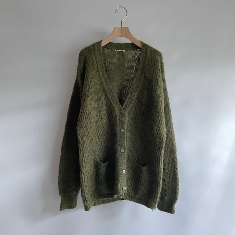 トップス Mohair Cardigan Military Green M Khaki mohair cardigan