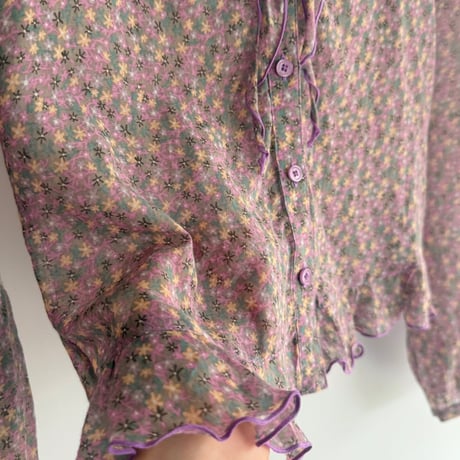 Small floral sheer frill blouse
