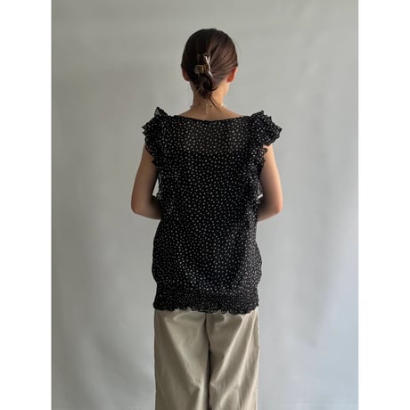 Dot pattern sheer frill tops