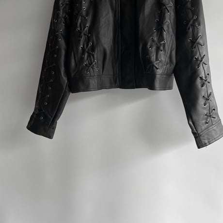 Lace-up PU leather jacket
