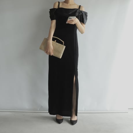Off-shoulder velor dress