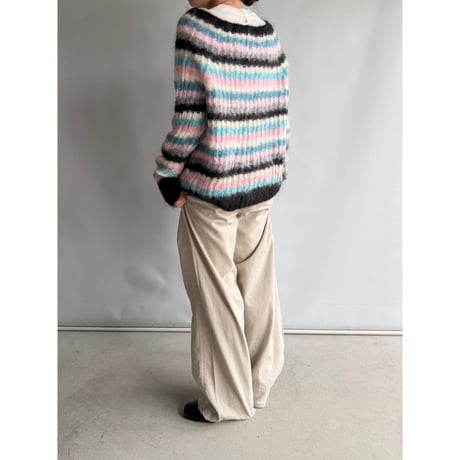 Multi-border off-shoulder knit