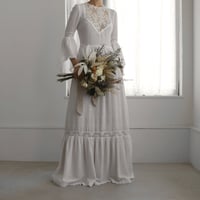 【RENTAL】Gauze cotton tiered dress