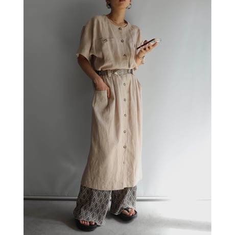 Crew neck linen dress