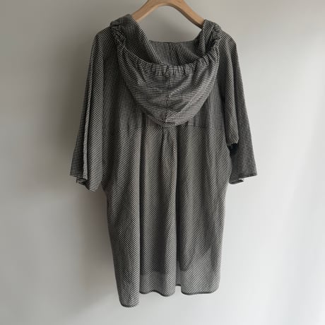 Sheer plaid tops with hood