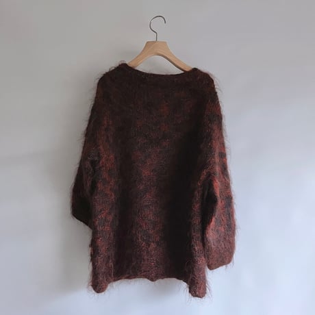 Red and black mixed mohair knit