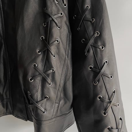 Lace-up PU leather jacket